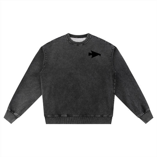 Snow Wash Oversized Crewneck Sweatshirt