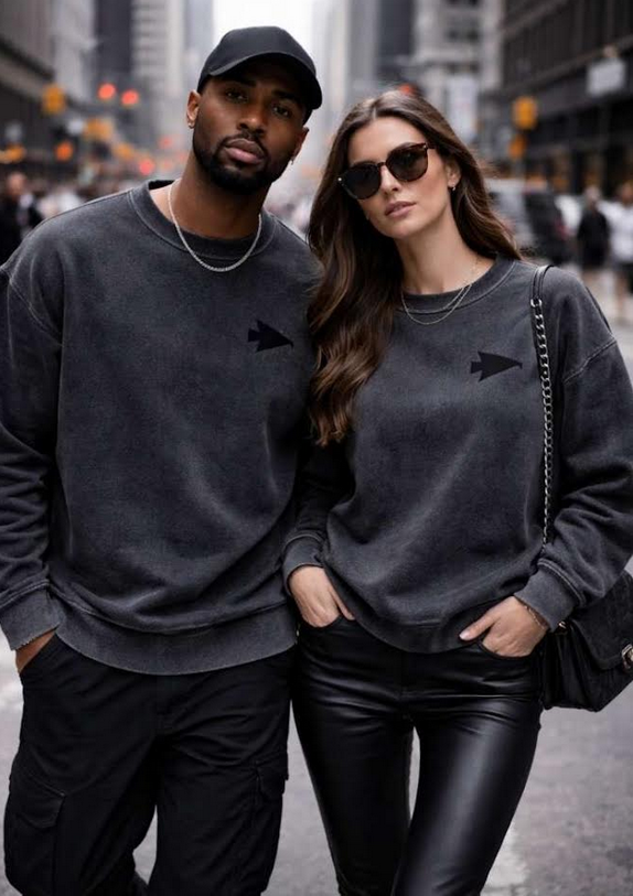 Snow Wash Oversized Crewneck Sweatshirt